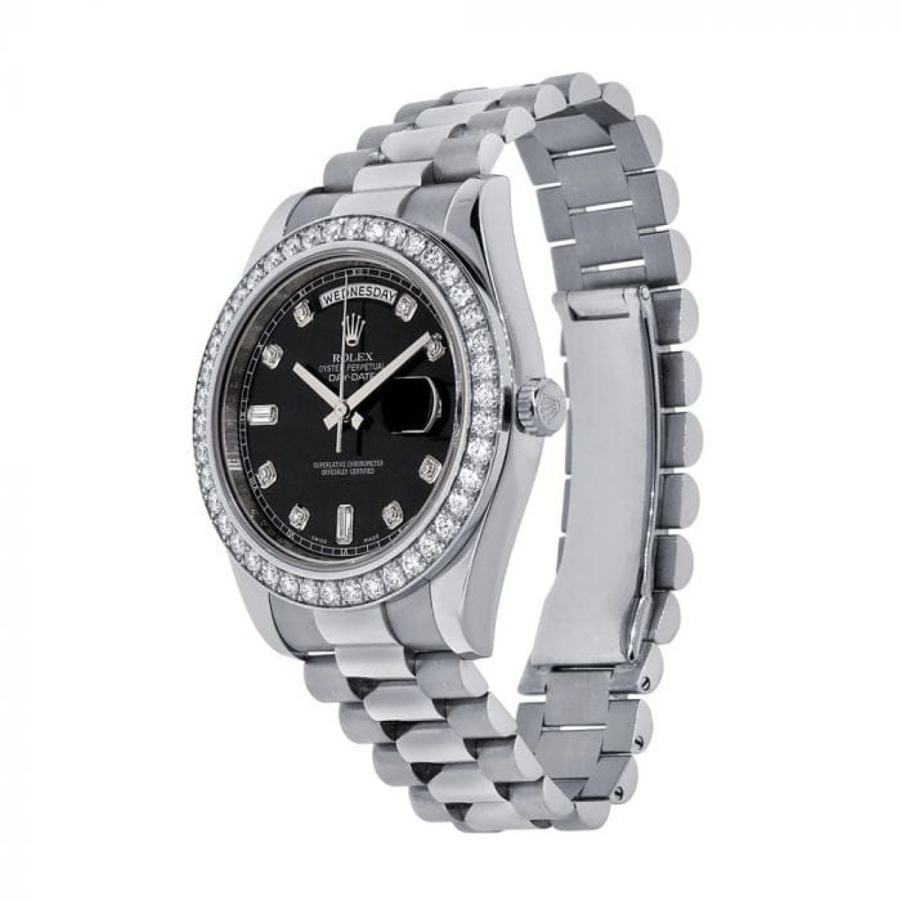  Rolex Day-Date White Diamond Replica 